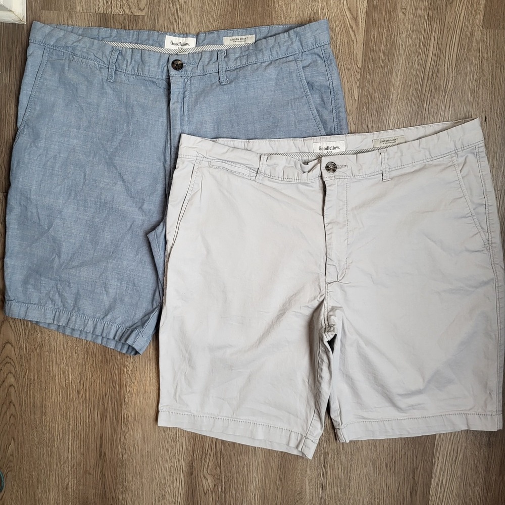 2 Goodfellow & Co Men's Shorts Light Gray &‎ Light Blue Size 38 Waist 10" Inseam